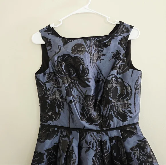 Kay Unger Jackie Floral Jacquard Sleeveless Midi Dress Blue Black Size 8 - Picture 4 of 7